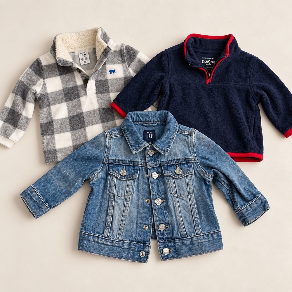 Baby Gap OshKosh Carter's 9M Denim Jacket and Fleece Pullover Bundle 3pc